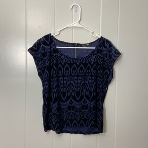 Forever 21 Velvet Patterned Short Sleeve Top